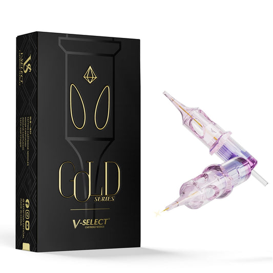 20-Piece Titanium-Gold Tattoo Cartridge Needles - 0.01 inch (0.25 mm) #08 1RL Bugpin Round Liner