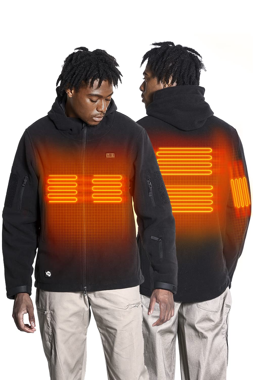 Heated Jacket with 12V 16000mAh Battery Pack - Polar Fleece Winter Hooded Coat for Men and Women