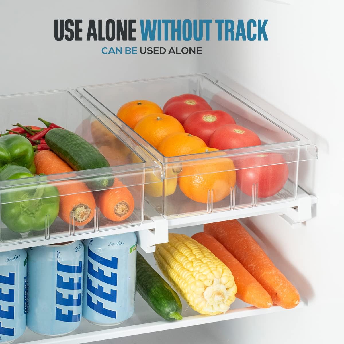 Fridge Shelf Holder & Organizer: Pull-Out Egg Bin with Handle, BPA-Free Storage