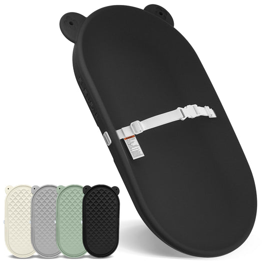 Black Wipeable Diaper Changing Pad with Safety Belt, EVA Non-Slip Changing Table Pad for Nursery or Dresser, 29 x 15 x 2.3 in