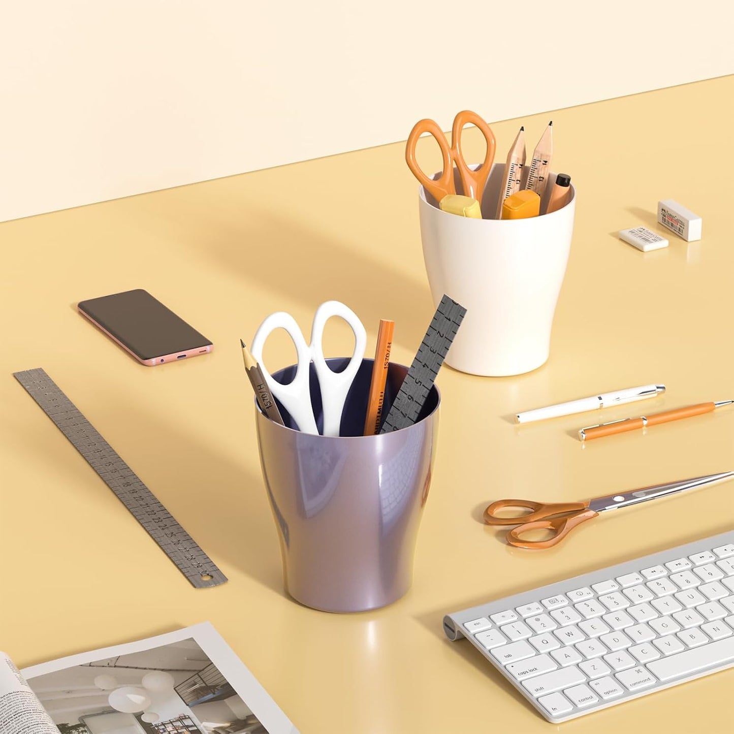2 Pack Purple Pen Holders for Desk - Versatile Office & Home Organizer, Ideal for Makeup Brushes & Stationery