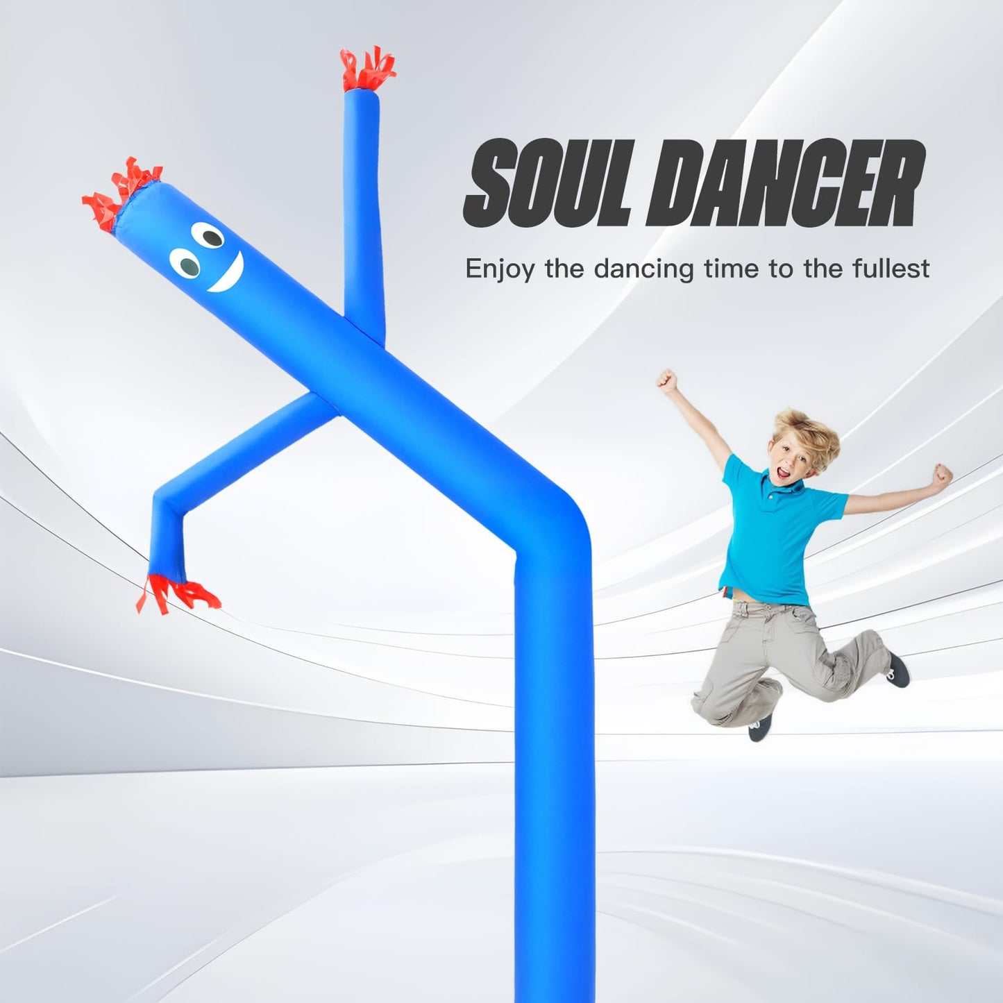 20ft Blue Inflatable Sky Puppet Dancer Waving Tube Man Attachment for Advertising