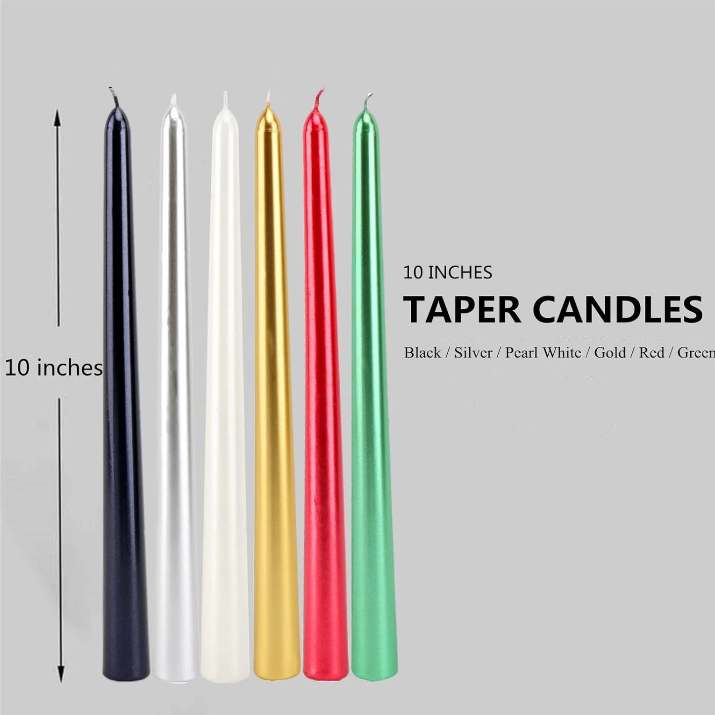 Set of 4 Dripless Taper Candlesticks - 3 Metallic Purple & 1 Pink, 10 Inches, Clean & Smokeless Burn for 9 Hours
