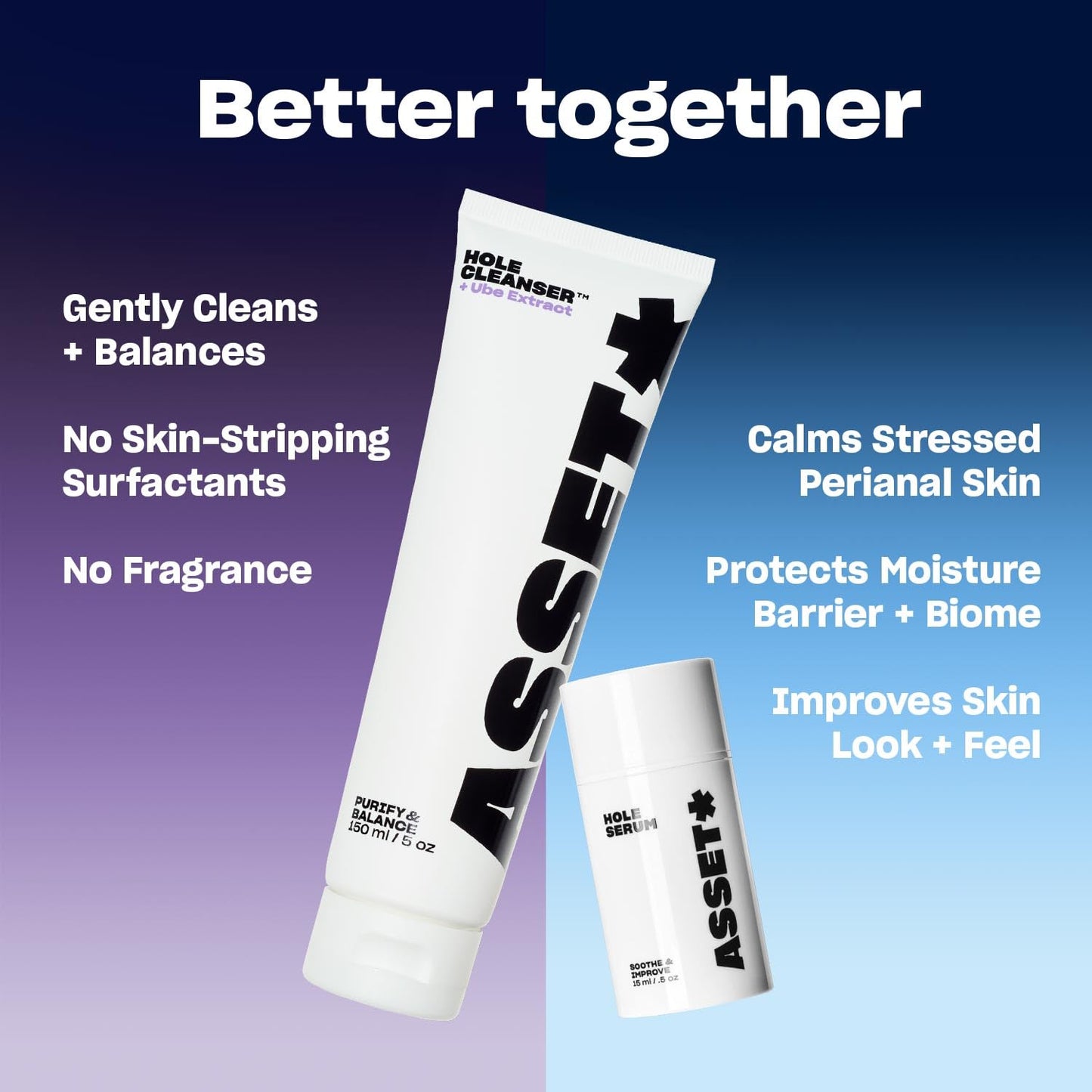 Asset Hole Cleanser - Gentle Perianal Daily Cleanser 5oz (150ml) - pH Balanced & Fragrance Free