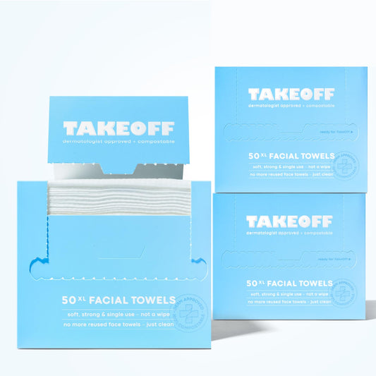 Disposable Face Towels, 10″ x 12″ XL Compostable Makeup Remover Dry Wipes, 150 Count (3 Packs of 50)