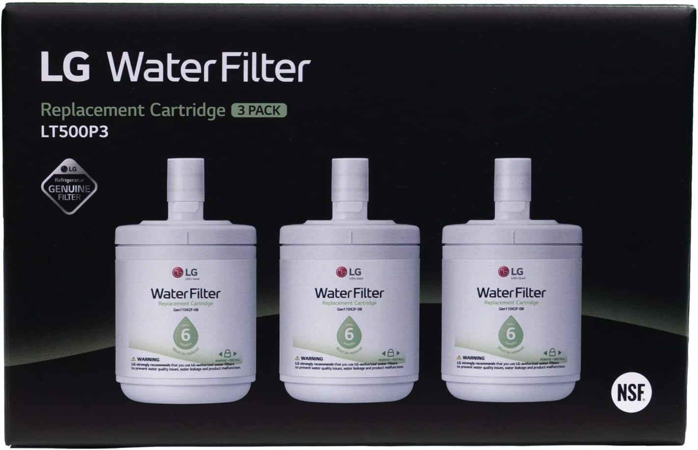 LG LT500P3 Refrigerator Water Filter 3-Pack, NSF Certified for Cleaner, Fresher Tasting Water