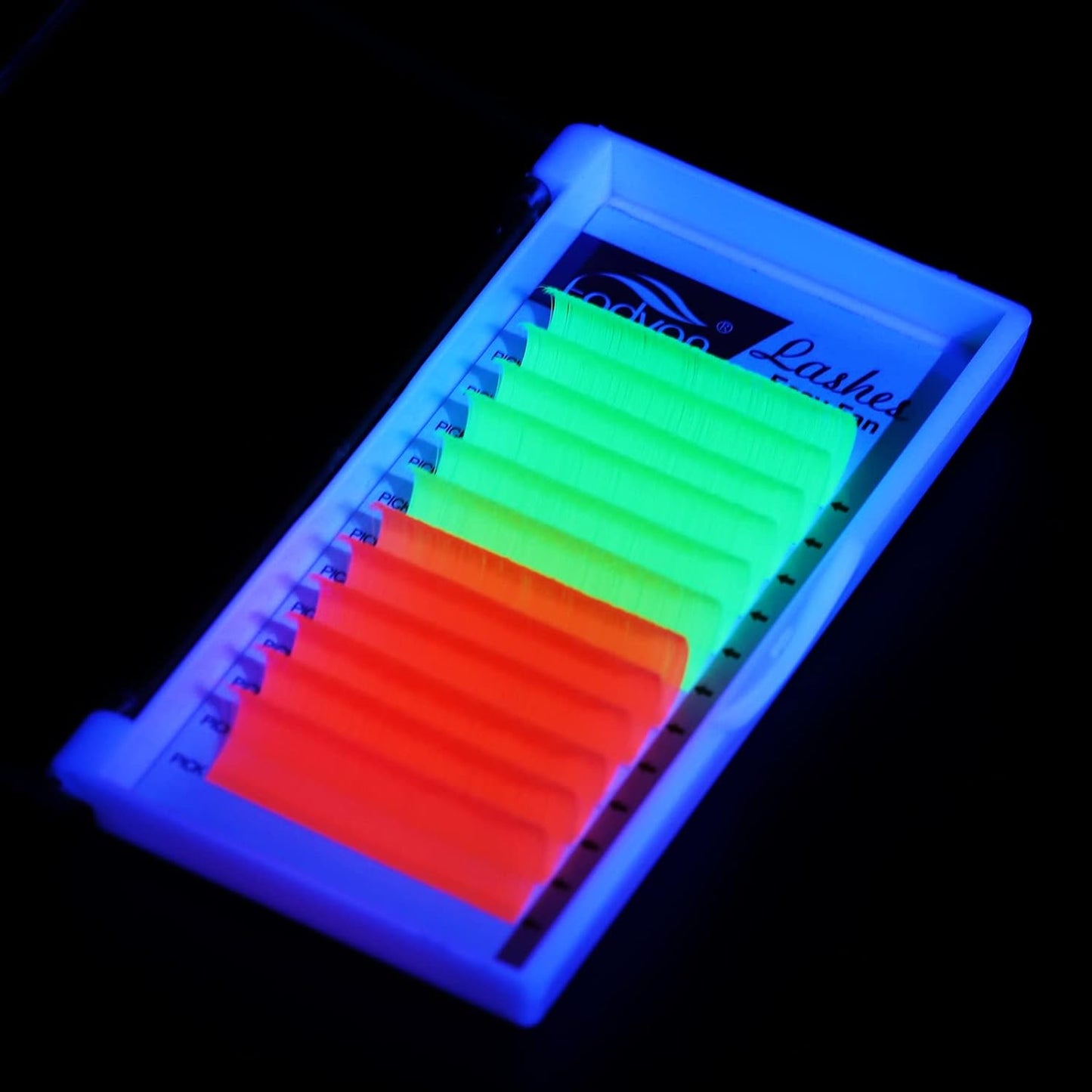 Glow in the Dark Neon Lash Extensions: 0.07mm D Curl 18mm, Pink & Green Fluorescent Volume Eyelashes for Stunning Looks
