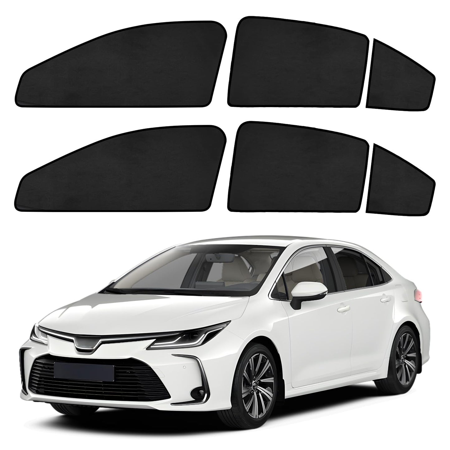 Custom Fit Car Window Shades for Toyota Corolla 2019-2024, 4-Pack Magnetic Blackout Covers for Privacy and UV Protection