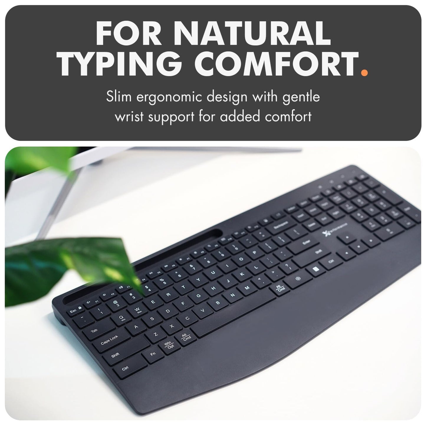 X9 Wireless Keyboard and Mouse Combo - Bluetooth & 2.4GHz Multi-Device Full Size Silent Set with Wrist Rest & Phone Holder