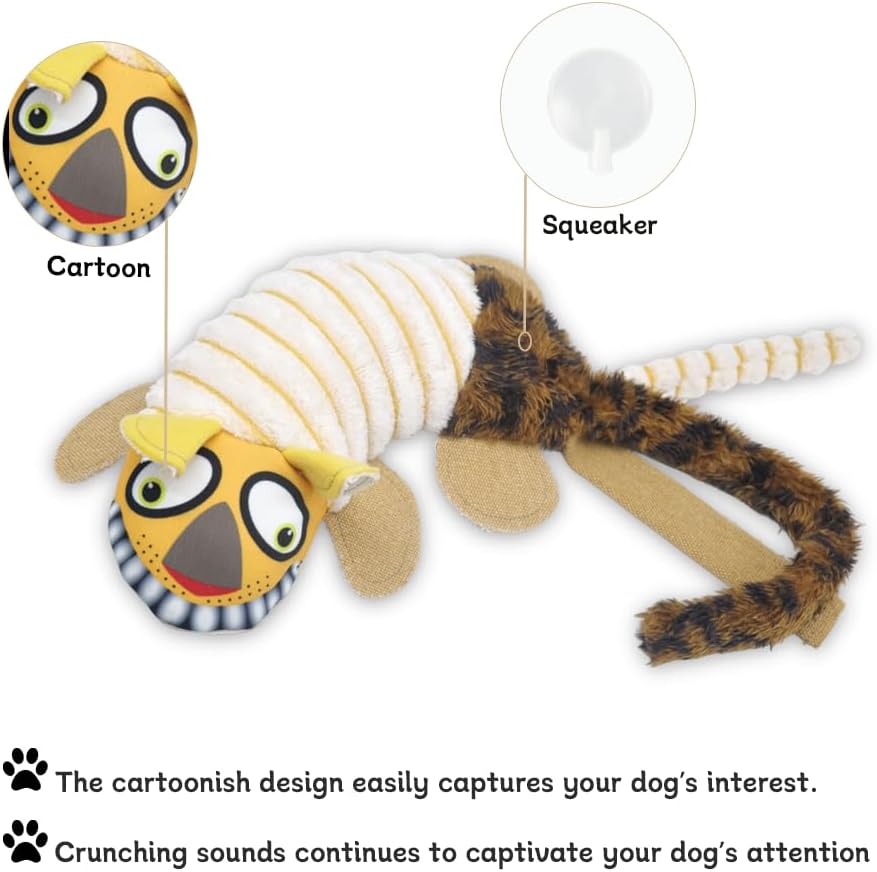 Leopard Stuffed Squeaky Dog Toy for Indoor Play and Anxiety Relief