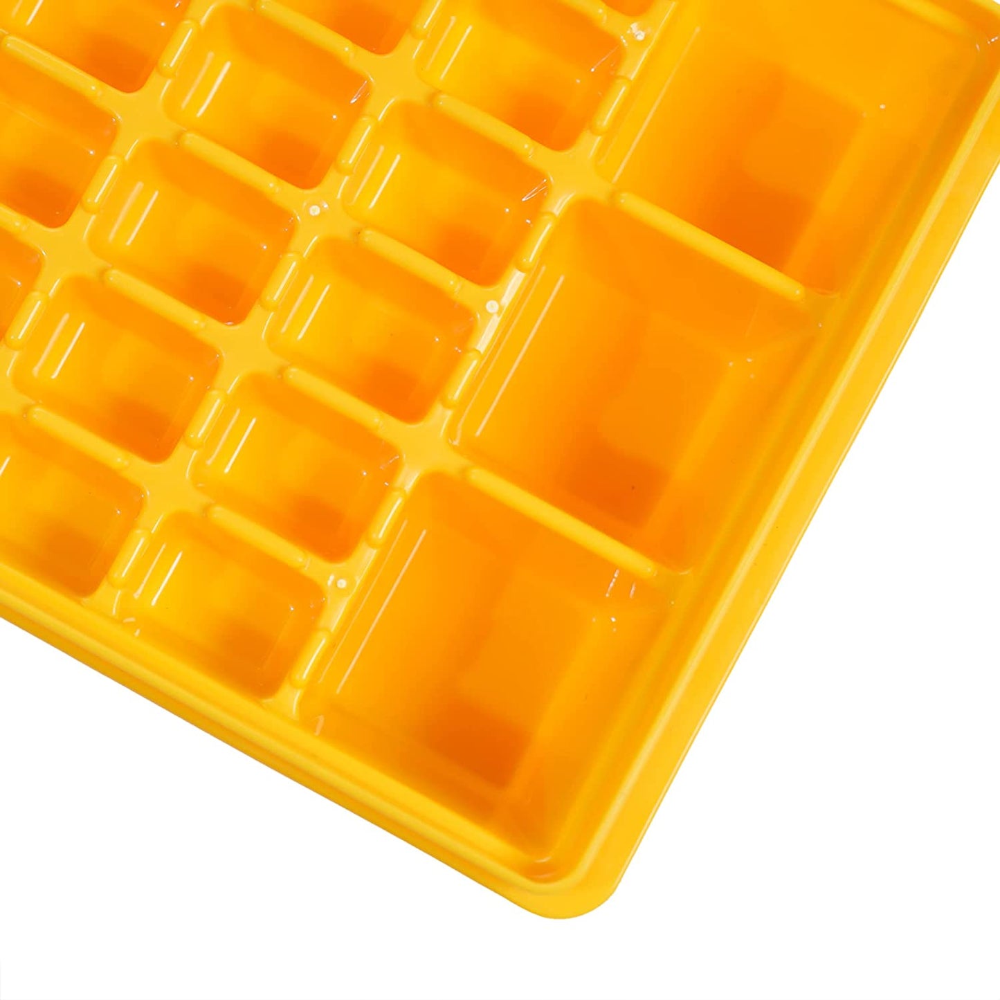 Yellow 36 Slot (6 Large, 30 Small) Ice Cube Tray w/ Lid, Bin, Scoop, & Cover