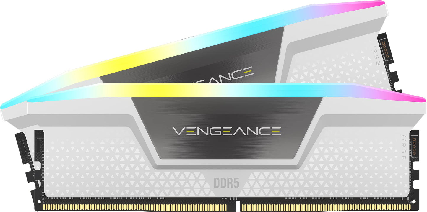 CORSAIR Vengeance RGB DDR5 RAM 32GB (2x16GB) 6000MHz CL36 Intel XMP 3.0 Desktop Memory - White (CMH32GX5M2E6000C36W)