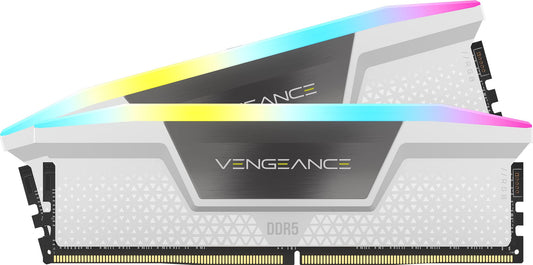CORSAIR Vengeance RGB DDR5 RAM 32GB (2x16GB) 6000MHz CL36 Intel XMP 3.0 Desktop Memory - White (CMH32GX5M2E6000C36W)