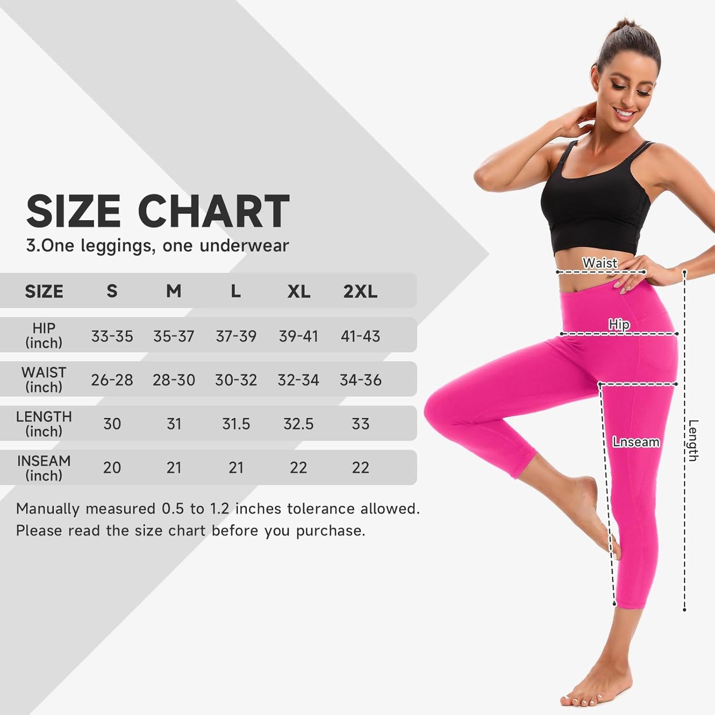 Pink High Waisted Capris Leggings with Pockets for Workout & Yoga