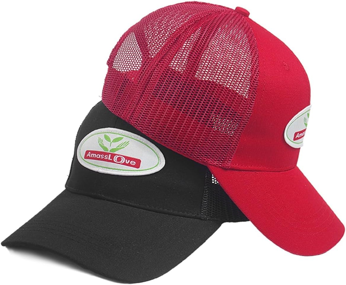Red Amasslove Trucker Hat with Breathable Mesh Back for Men and Women - Snapback Design