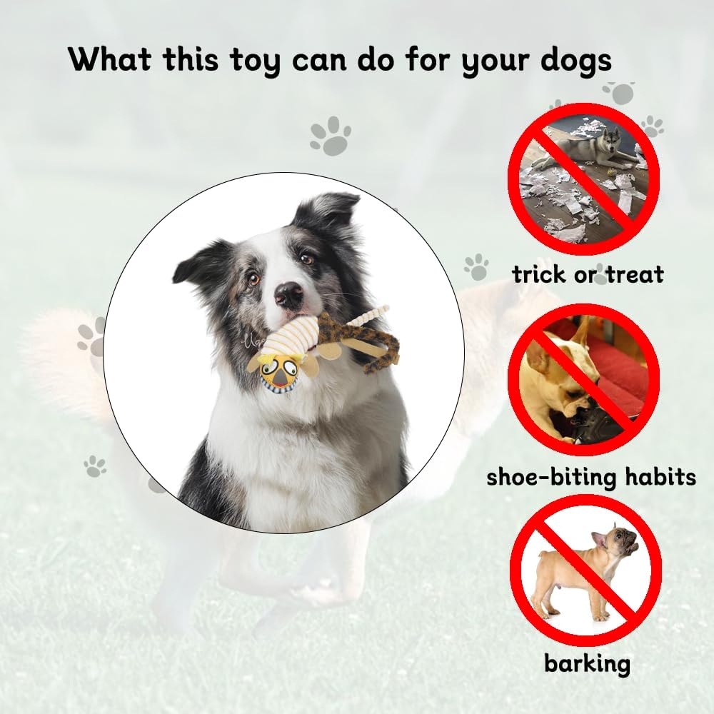 Leopard Stuffed Squeaky Dog Toy for Indoor Play and Anxiety Relief
