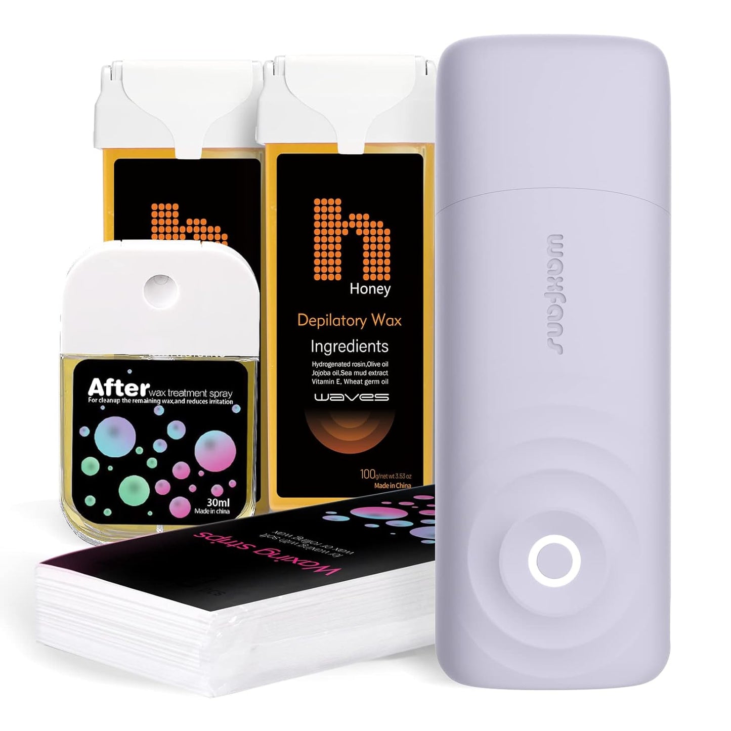 Smart Roll-On Wax Warmer Kit with Honey Wax for All Skin Types - Easy Hair Removal at Home