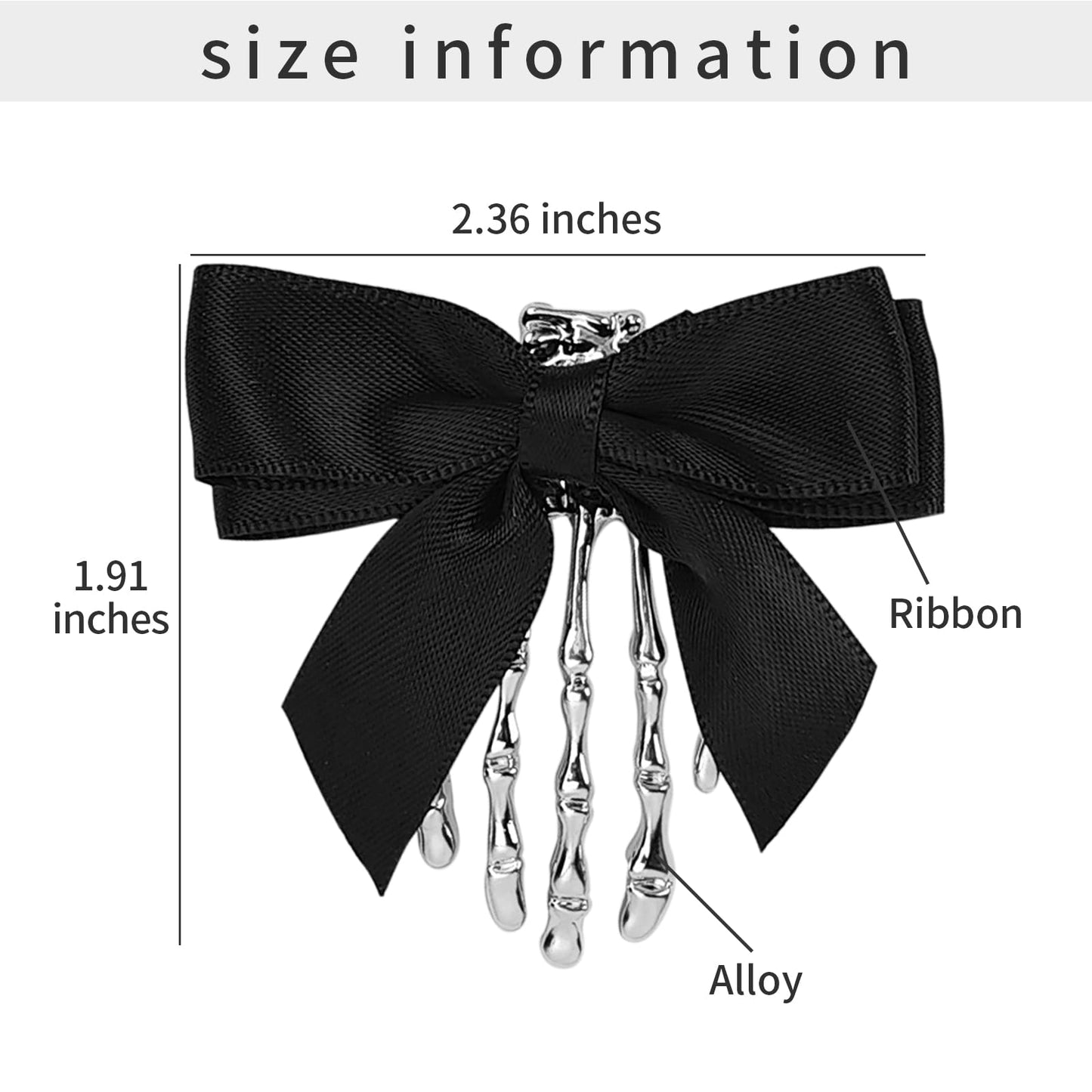 2 Pcs Black Skeleton Hand Hair Clips with Butterfly Design, Goth Halloween Accessories