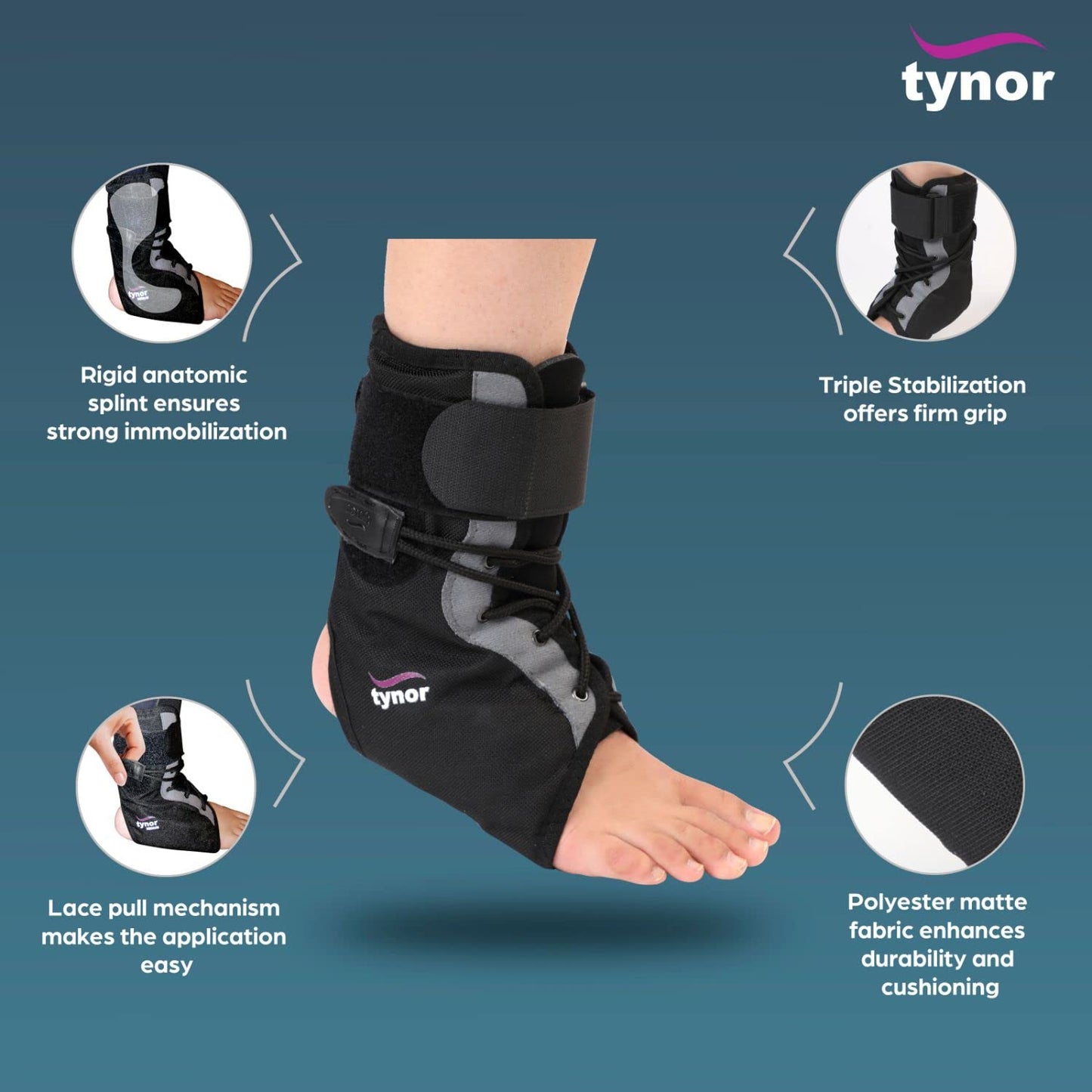 Medium Black Ankle Brace for Extra Support and Comfort - 8.4"-9.6" (21.3-24.4 cm)