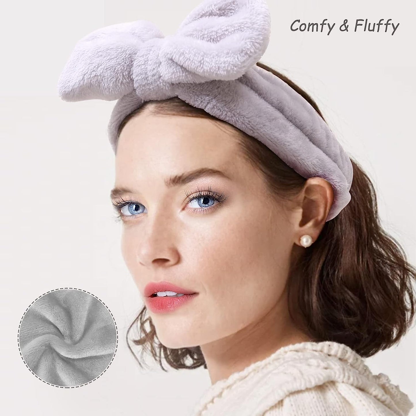 2pk Black/Gray Soft Fluffy Microfiber Coral Fleece Towel Spa Headbands