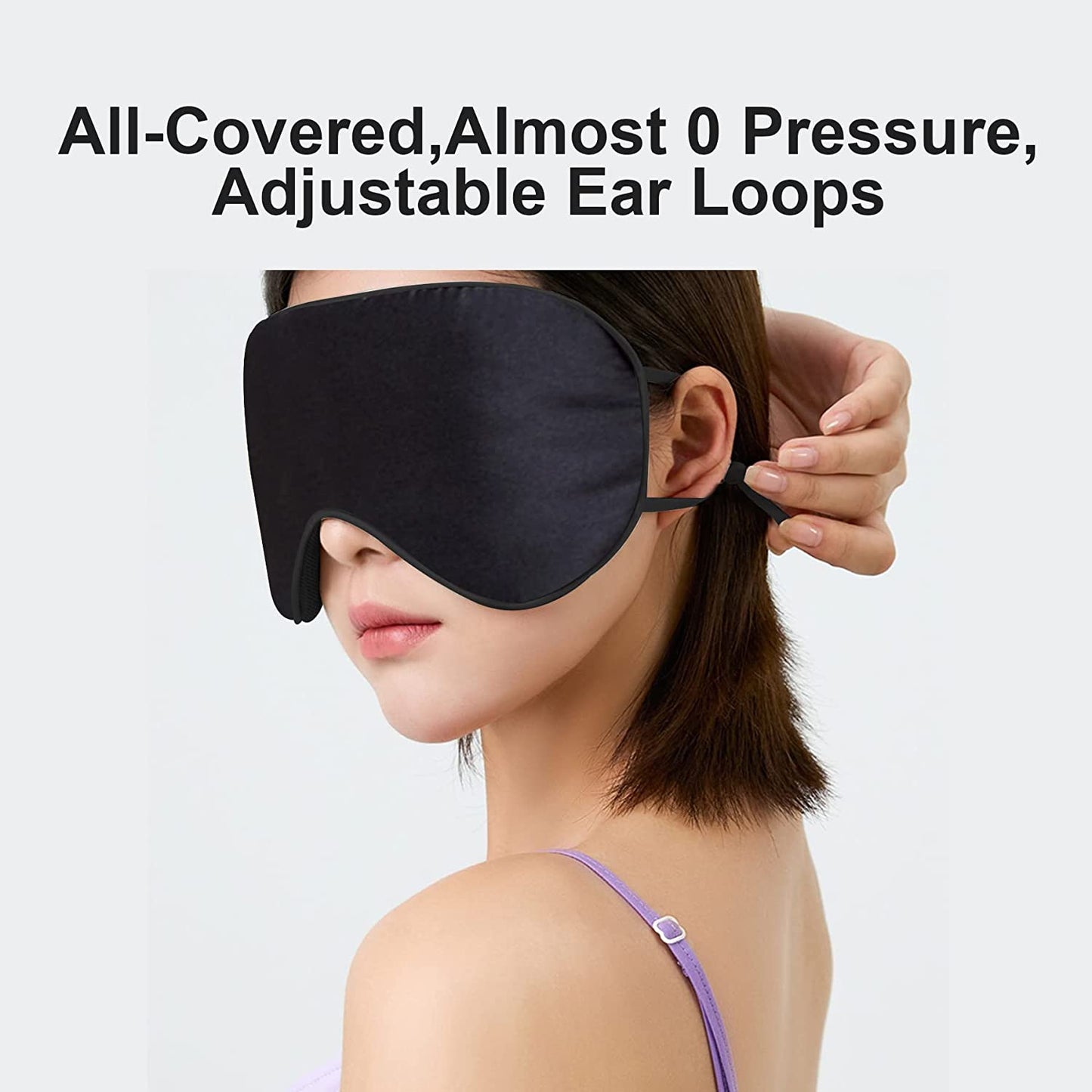 3pk (Black/Purple/Blue) Sleeping Mask/Eye Mask w/ Adjustable Ear Straps