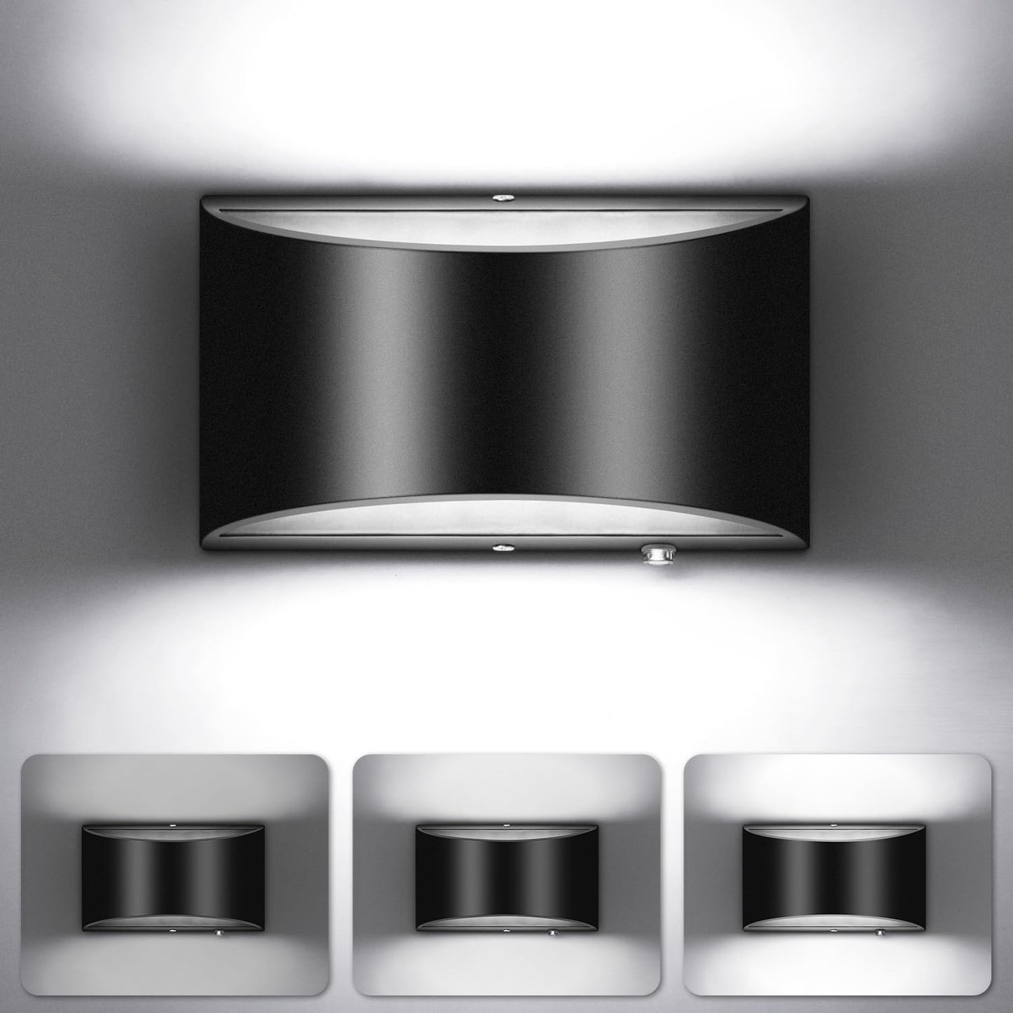 Dimmable 16W LED Wall Sconce - 6000K Cool White, Waterproof for Indoor/Outdoor Use