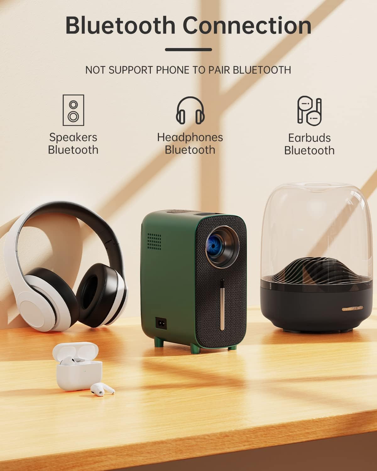 Top Mini Projector: 4K Support, 8500 Lumens, Bluetooth, 200" Screen – Perfect for Home Cinema & Outdoor Movies