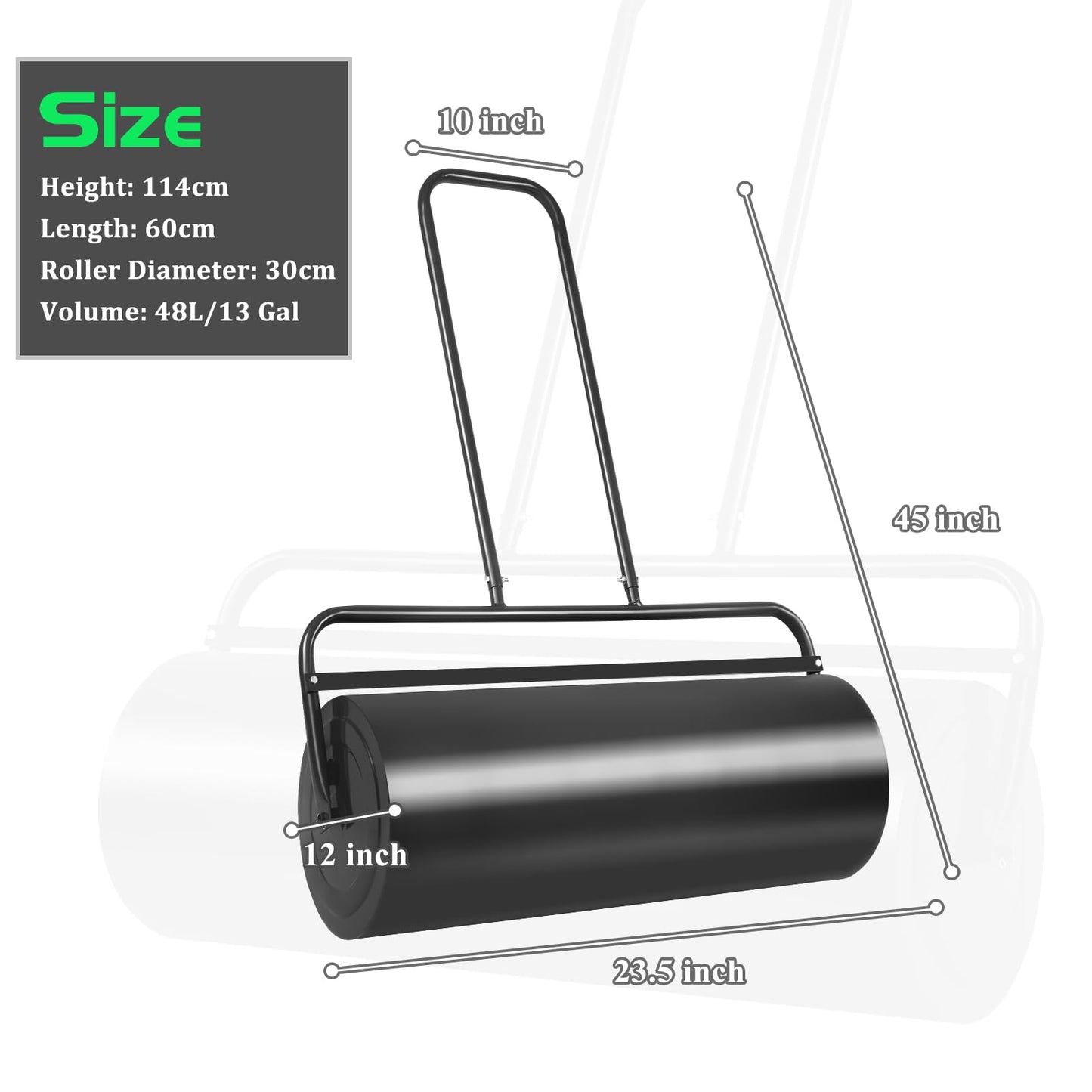 24 Inch Steel Lawn Roller 13 Gallon Pull and Push Yard Roller