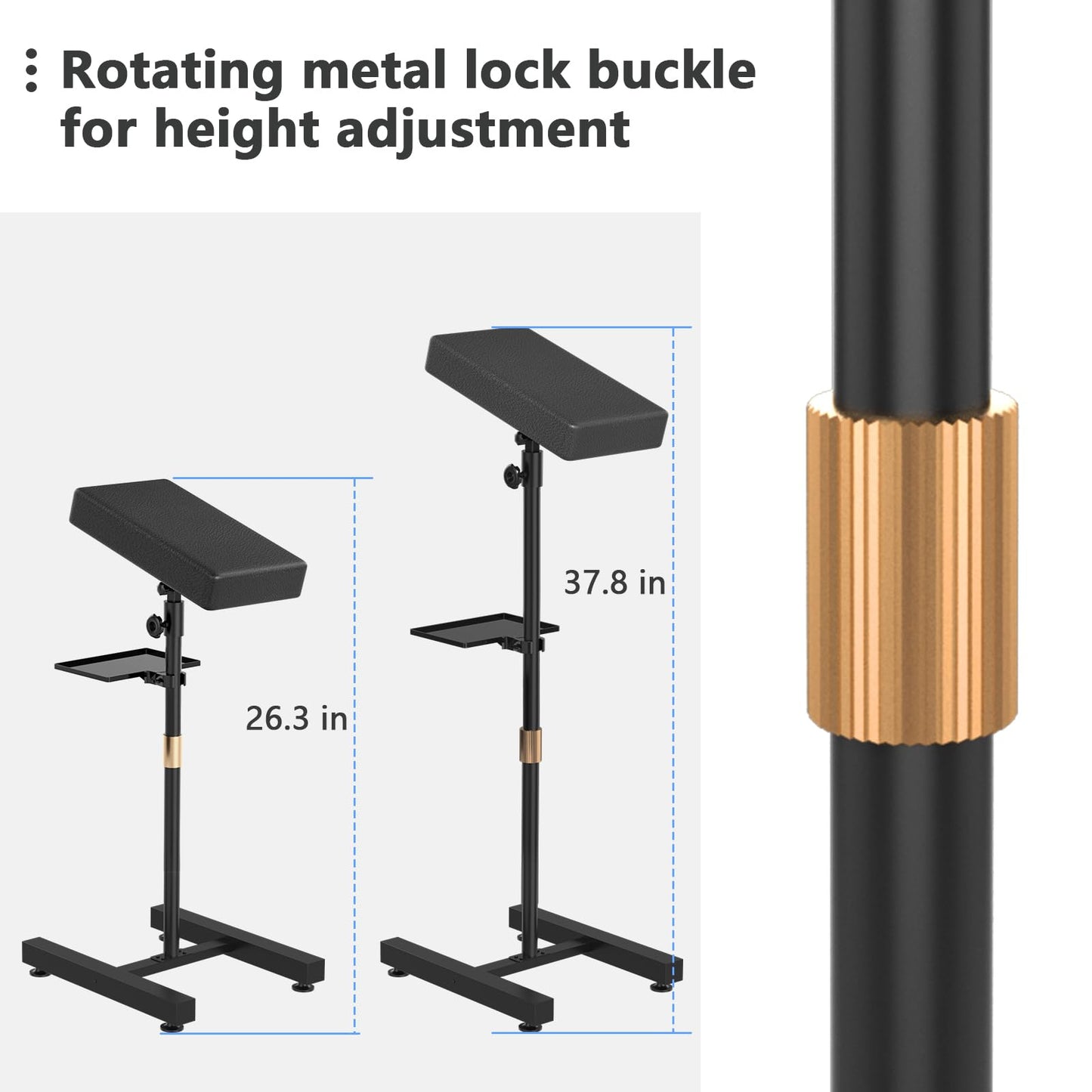 Professional Adjustable Tattoo Armrest Stand with Storage Tray and Tool Bucket - Heavy Duty H-Base for Studio Use