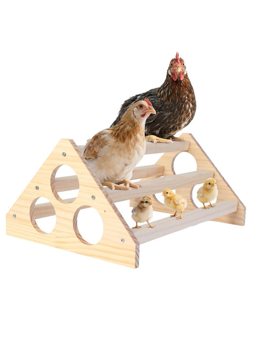 Big Wooden Chick Perch Stand Training Roosting Bar, 14.4 x 10.6 x 6.7 in (36.6 x 26.9 x 17 cm), Triangular Stable Chicken Jungle Gym