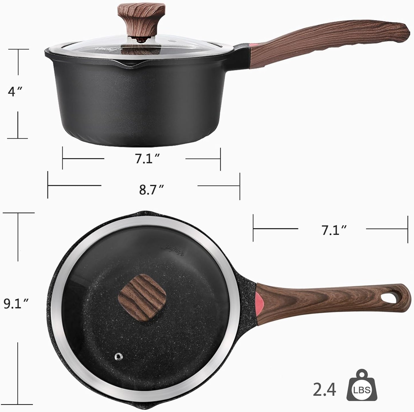 Nonstick 3QT Saucepan with Cool Handle & Lid - Perfect for Any Kitchen