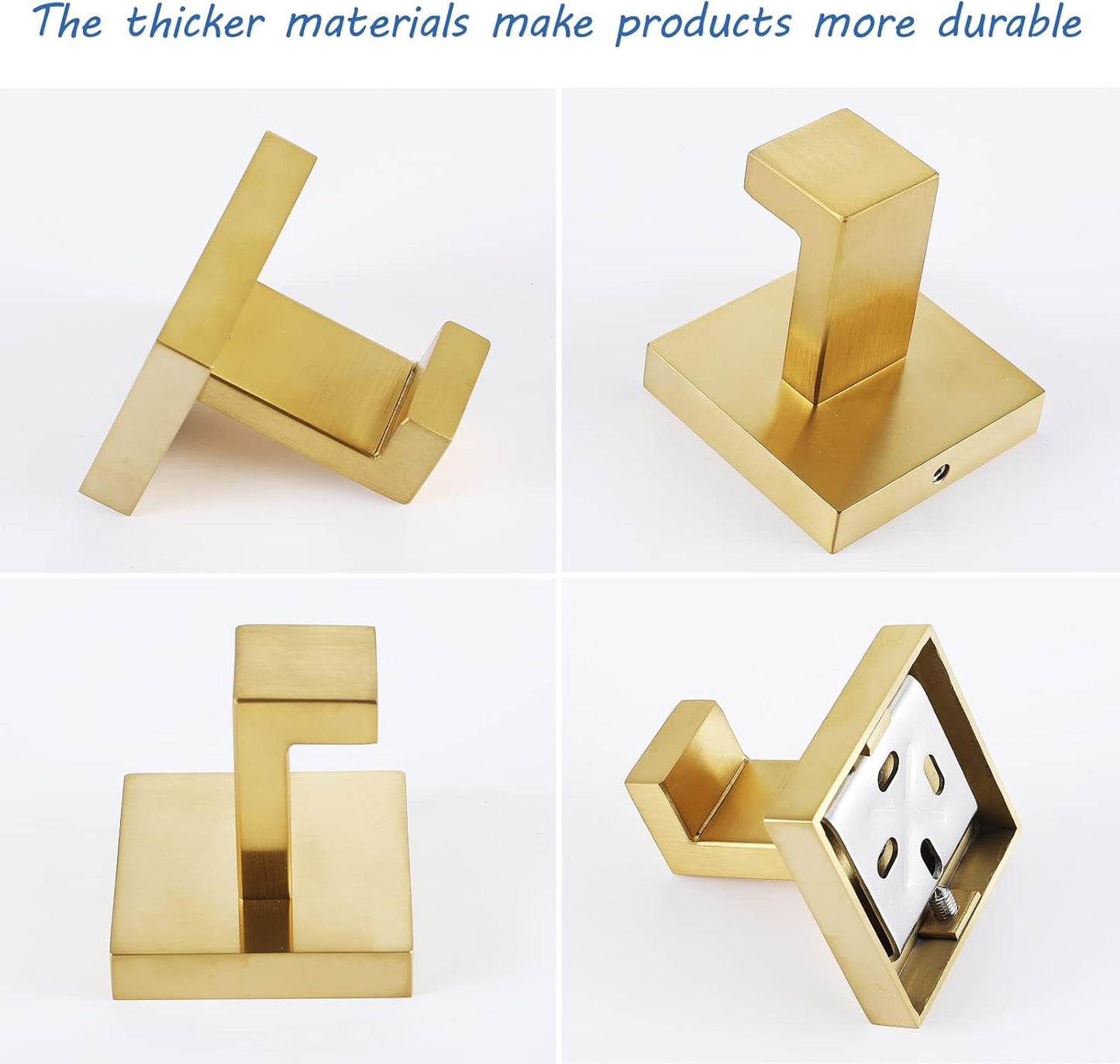 2-Pack Brushed Gold Bathroom Towel Hooks - Durable & Stylish Wall Mounted Hooks