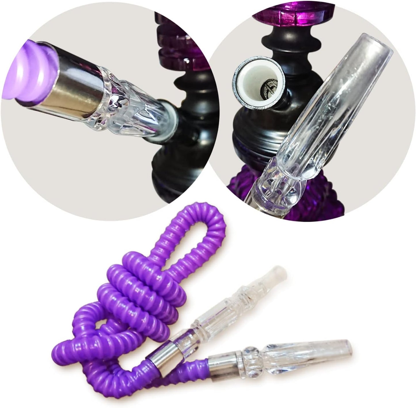 Complete 11" Hookah Set with 2 Hoses, Glass Vase, and Easy Carry Design - Enjoy Anywhere
