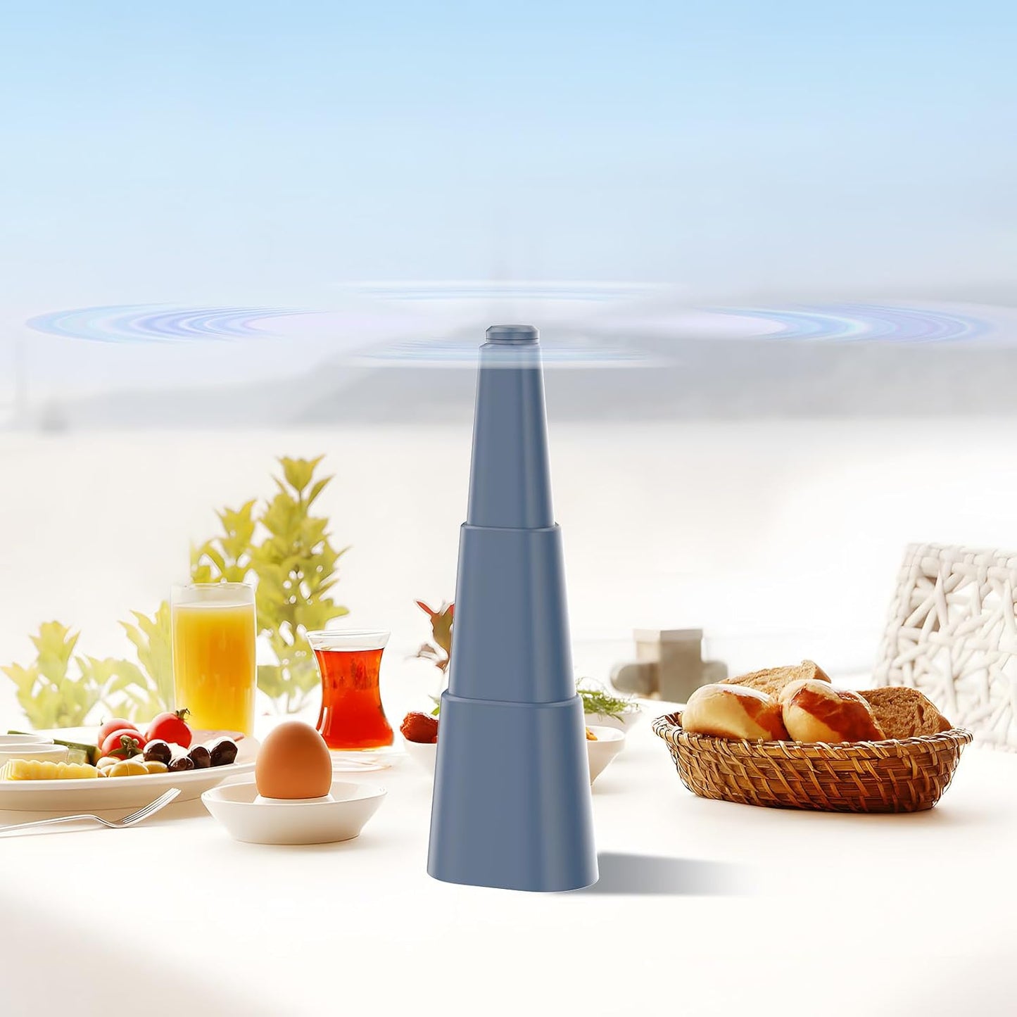 Portable Food Fan for Tables - 2 Pack, Battery Powered, Quiet & Safe for Parties, Picnics, & Patios - Navy Blue