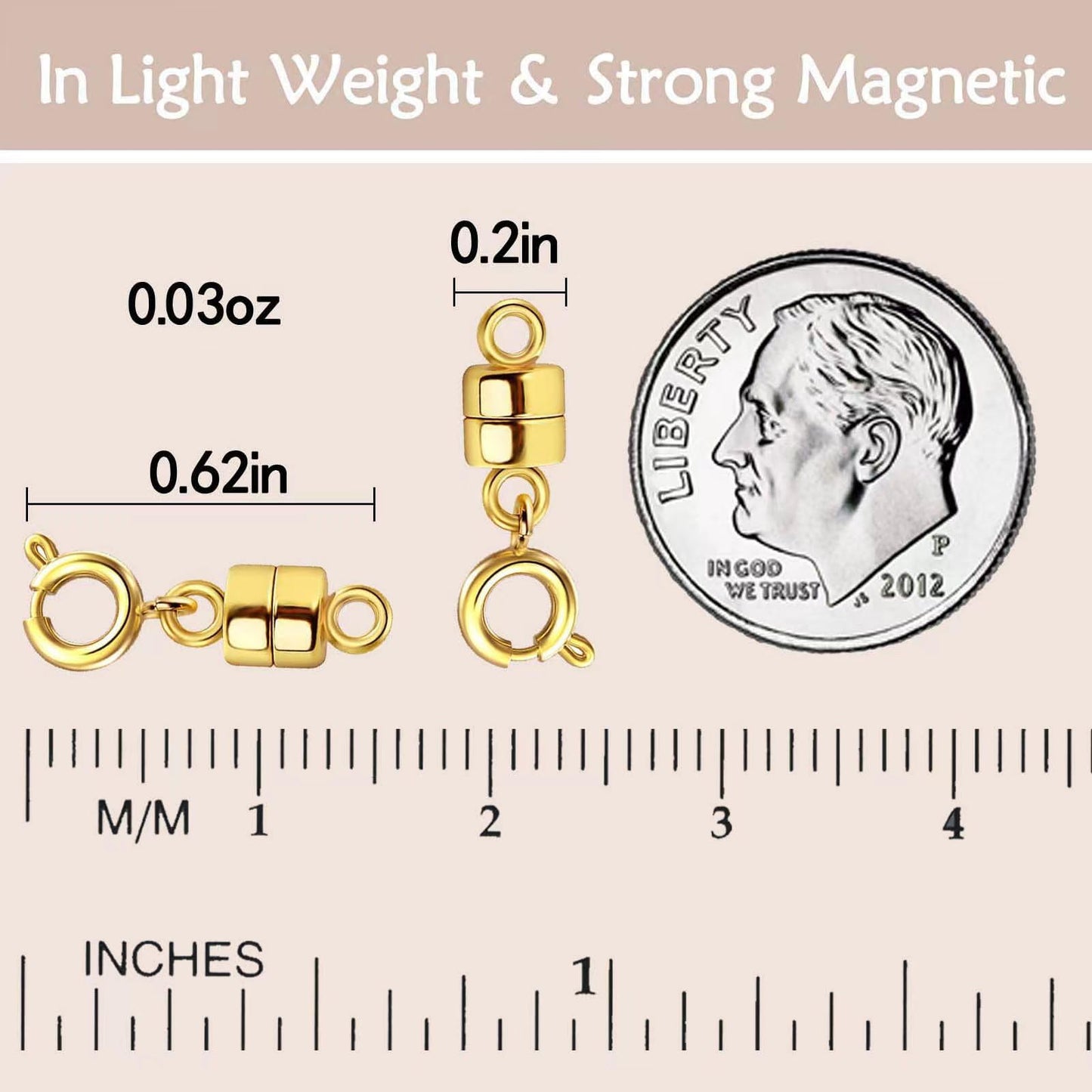 Strong Magnetic Necklace Clasps and Closures, Gold and Silver Plated Jewelry Clasp Converters for Bracelets, Necklaces, and Chains, 2-Piece Set