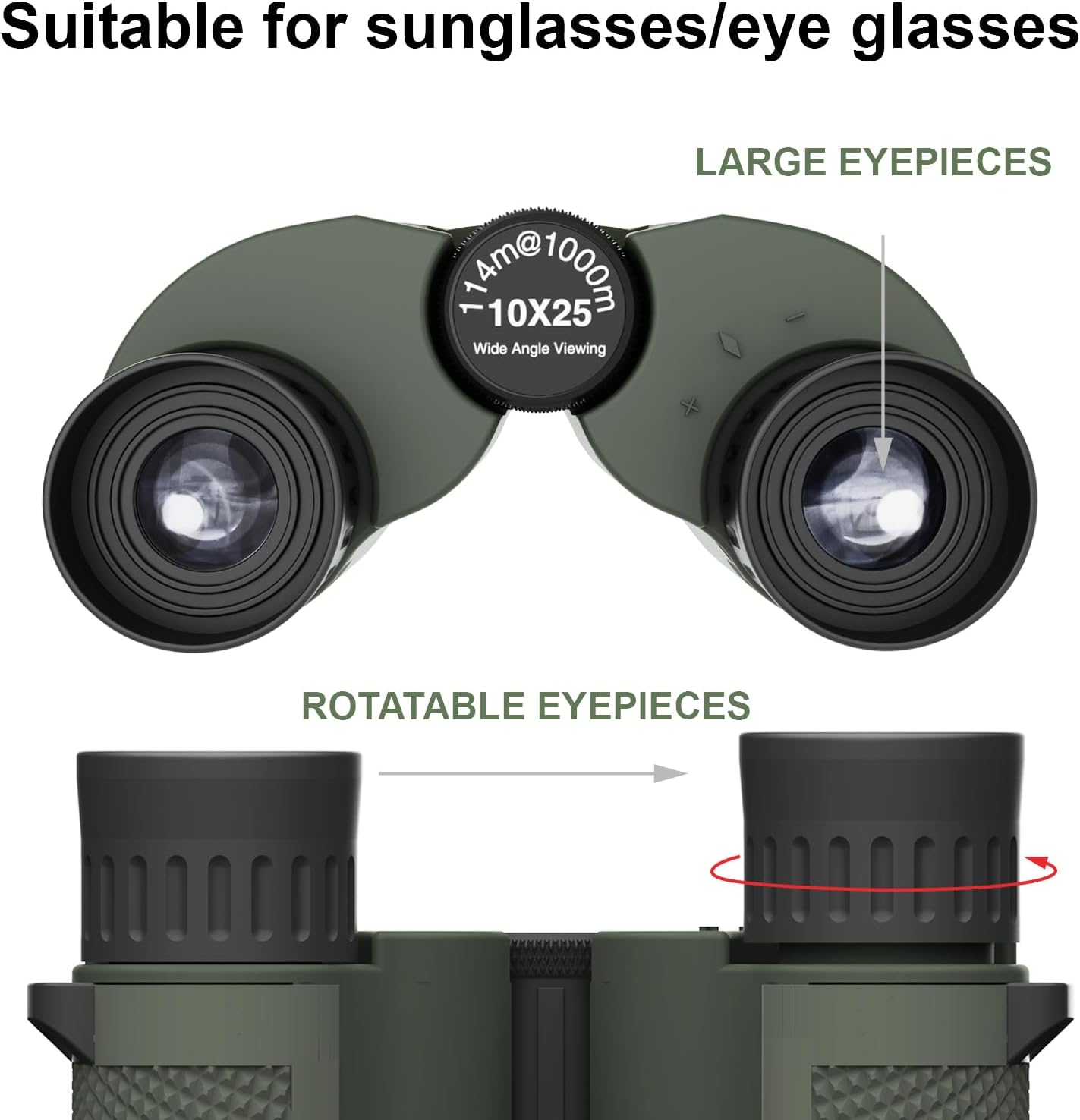 12x25 Mini Binoculars for Hunting, Birding & Outdoor Adventures