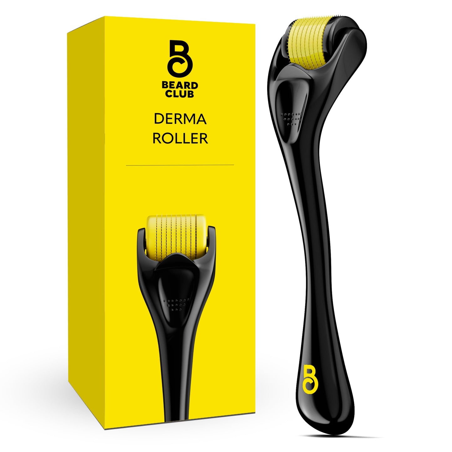 Derma Roller for Face, Body & Scalp, 540 Titanium-Coated 0.01 in (0.25 mm) Microneedles, Beard & Hair Care Tool, Black & Yellow