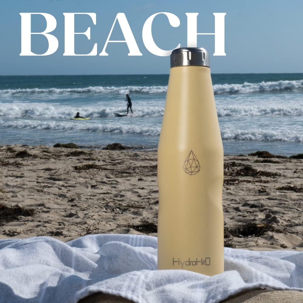 25oz Yellow Double-Walled Insulated Stainless Steel Water Bottle - Beach Series