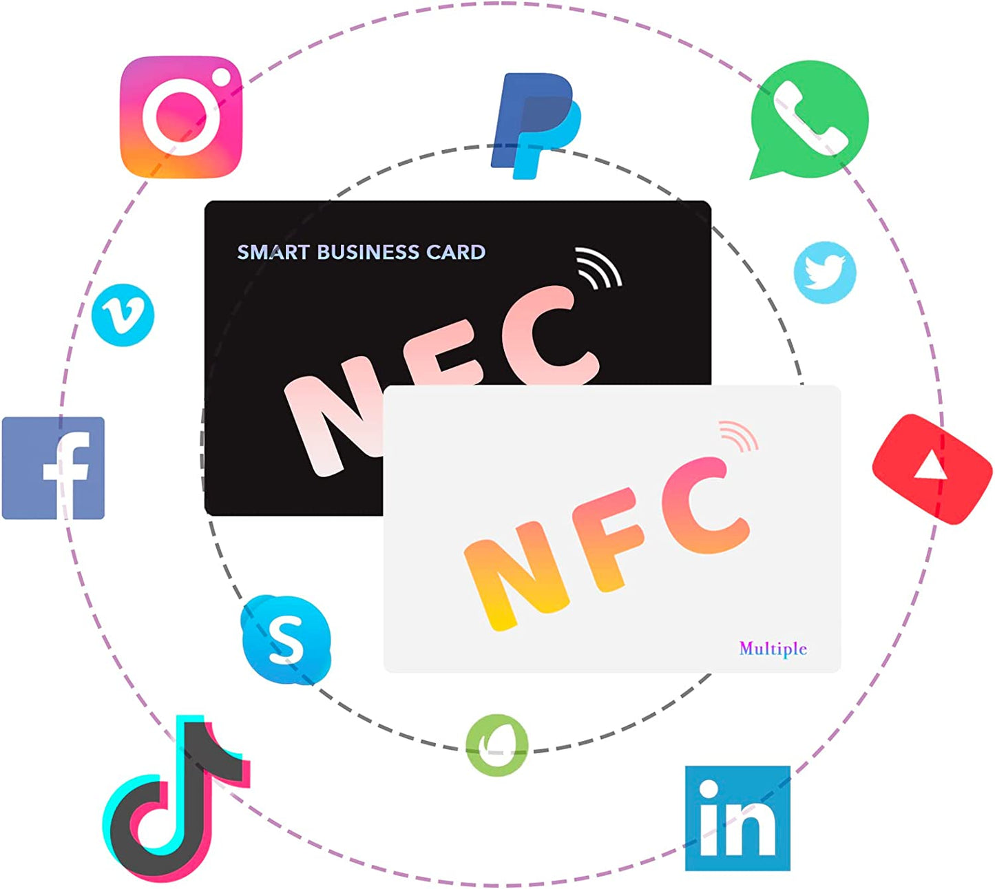 Black NFC Smart Business Card/Networking Card for Business & Entertainment