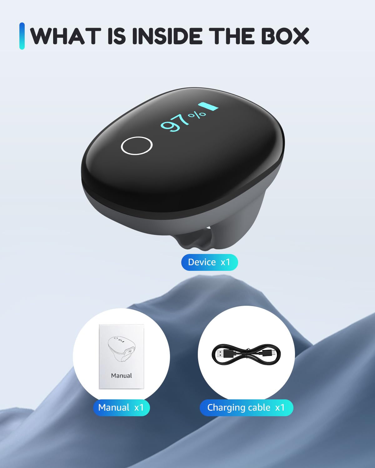 Bluetooth Ring Pulse Oximeter Continuous Oxygen Monitor with App Reports