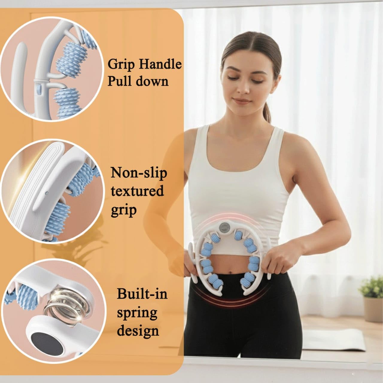 Anti-Cellulite Roller Massager for Legs & Body - Lymphatic Drainage & Fascia Tool, Blue