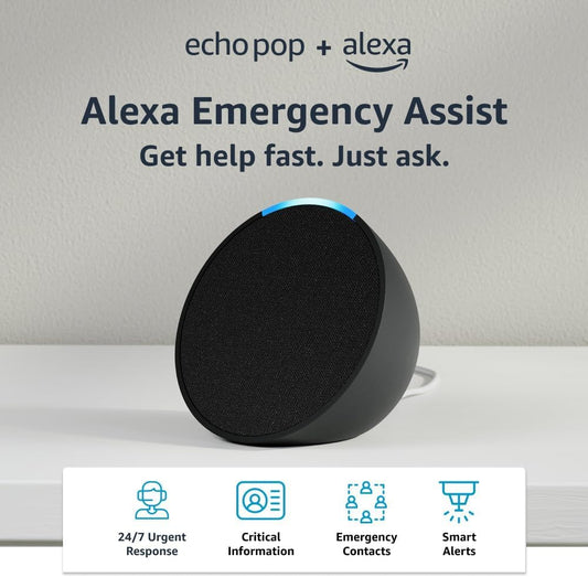 Amazon Echo Pop Compact Smart Speaker with Alexa - Charcoal