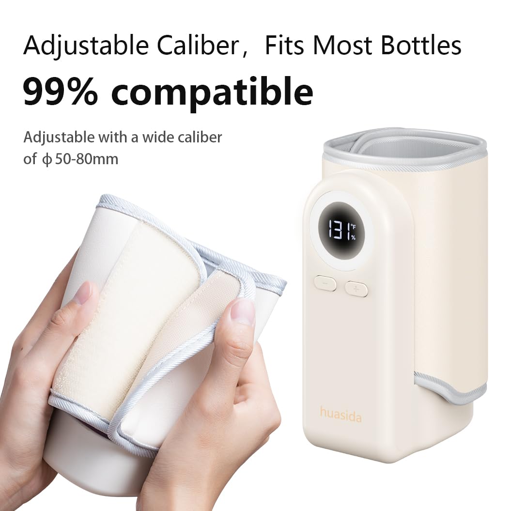 Portable 4-in-1 Baby Bottle Warmer - Rechargeable Waterless Milk & Formula Heater with Adjustable Temperature Control and Night Light - Green