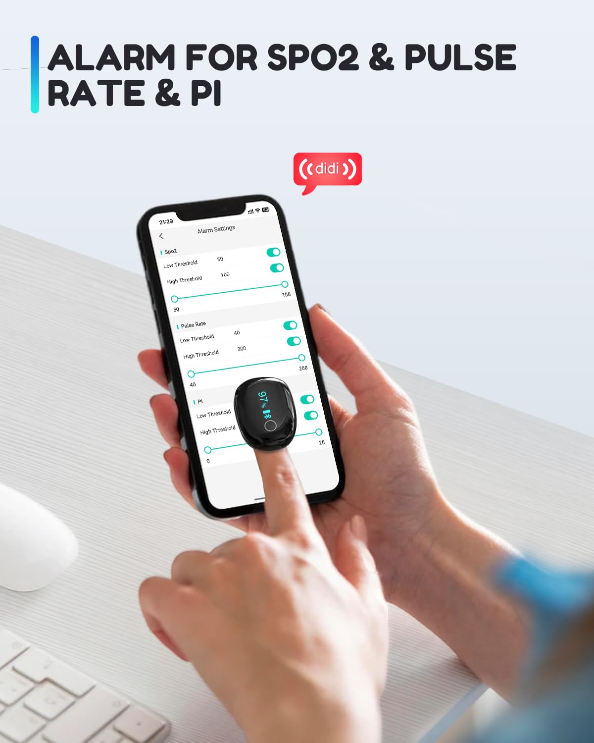 Bluetooth Ring Pulse Oximeter Continuous Oxygen Monitor with App Reports