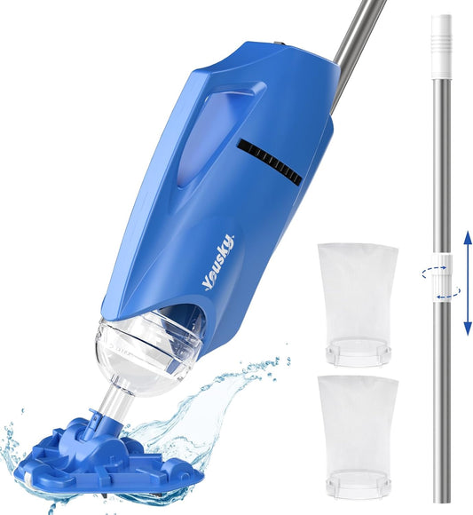 Cordless Handheld Pool Vacuum for Above & Inground Pools with Powerful 18 GPM Suction and Rechargeable Battery