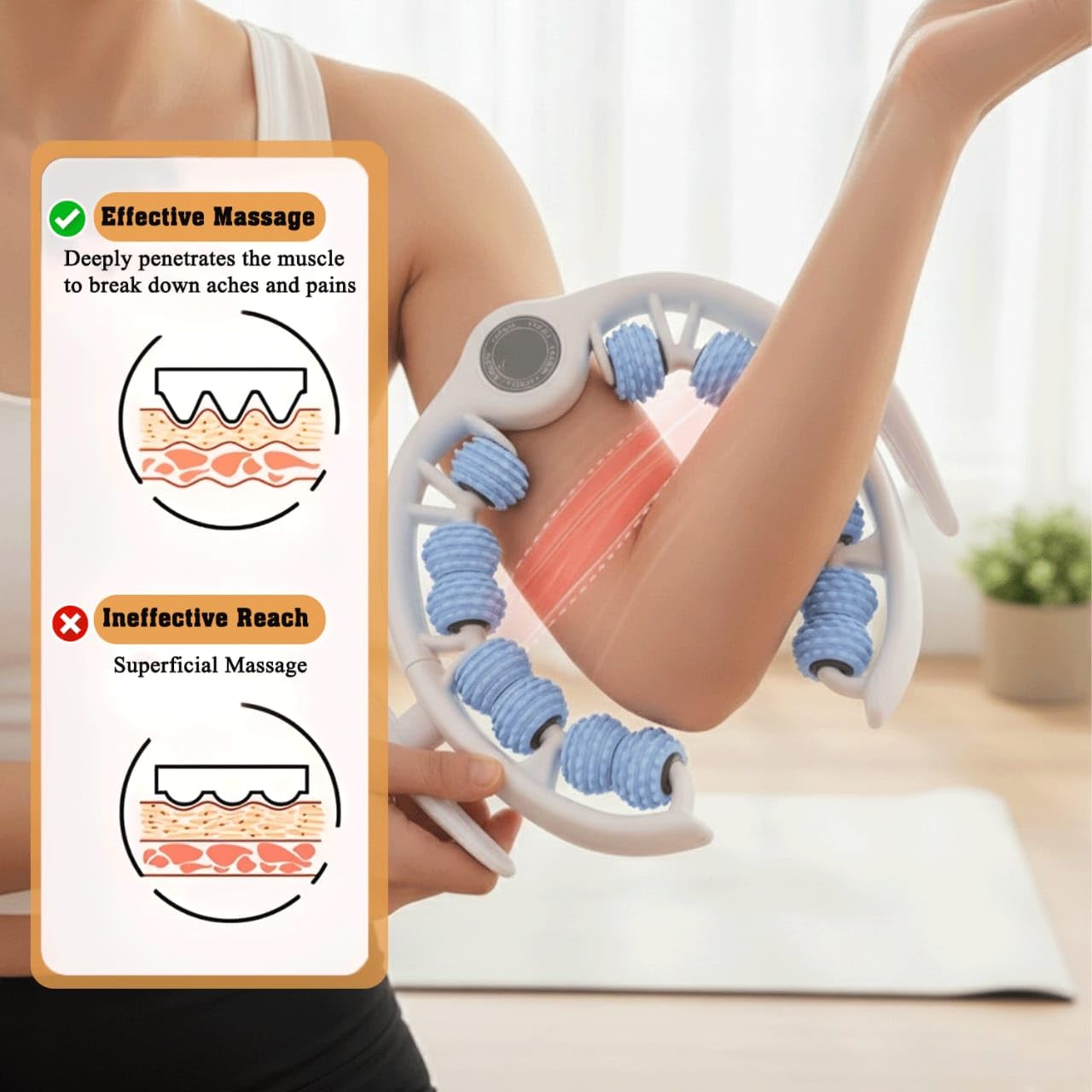 Anti-Cellulite Roller Massager for Legs & Body - Lymphatic Drainage & Fascia Tool, Blue