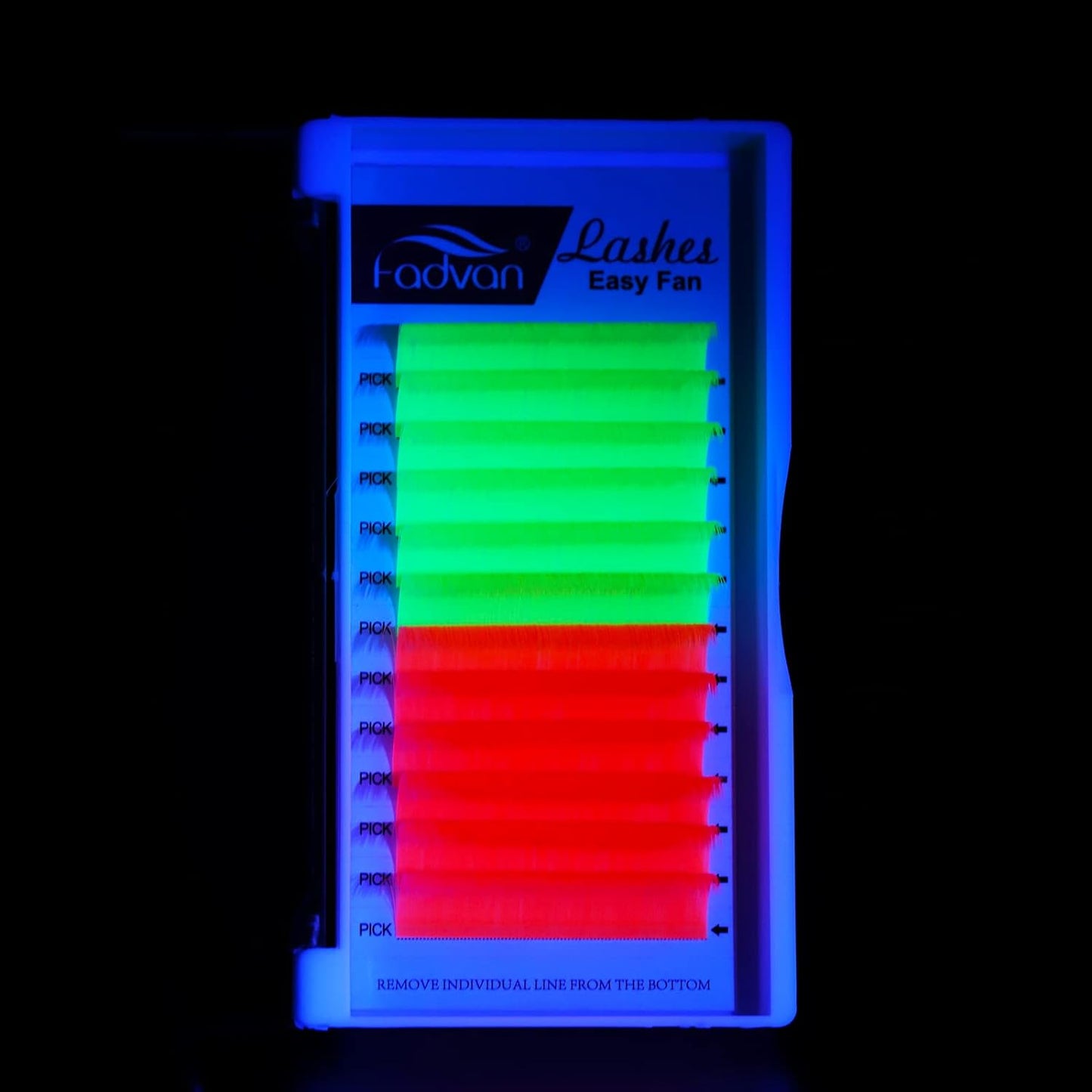Glow in the Dark Neon Lash Extensions: 0.07mm D Curl 18mm, Pink & Green Fluorescent Volume Eyelashes for Stunning Looks