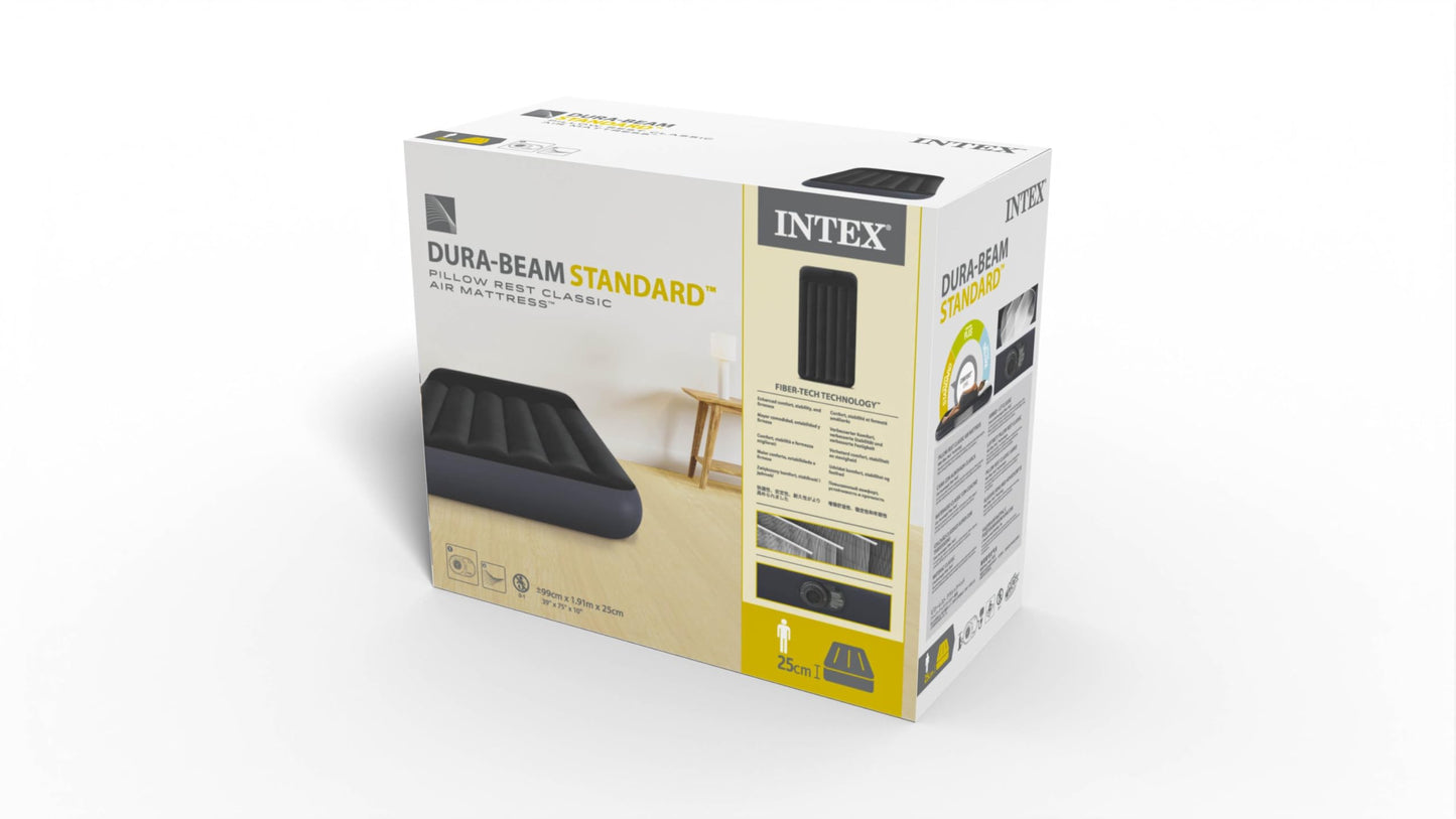 Dura-Beam Twin Air Mattress with Built-In Electric Pump, Pillow Top Surface, Built-In Pillow, Carrying Bag, 39 x 75 x 10 in (99.1 x 190.5 x 25.4 cm)