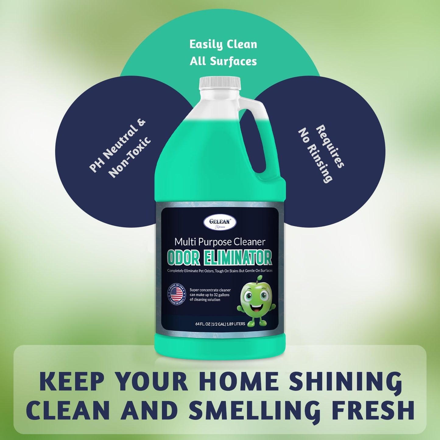 Multi-Purpose Cleaner and Pet Odor Eliminator Concentrate - Sky Breeze Scent, 64 fl oz (Makes 32 Gallons) - pH Neutral Floor and Surface Stain Remover
