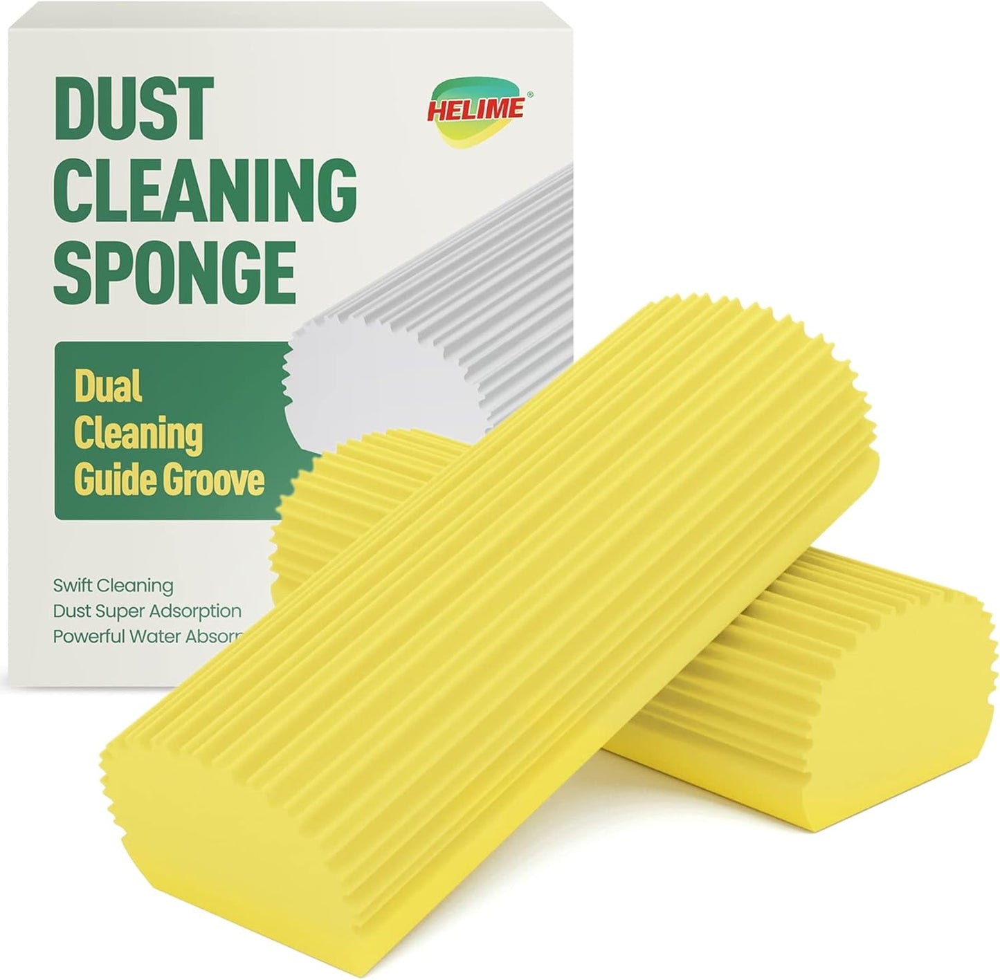 2-Pack Durable Magical Damp Cleaning Duster Sponge - Dual Guide Groove Design for Effective Dusting